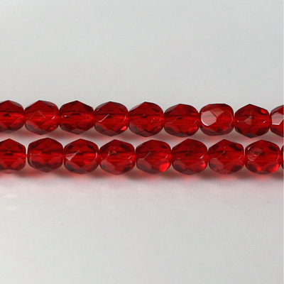 Czech Glass Fire Polish Bead - Round 06MM RUBY