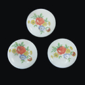 Japanese Glass Porcelain Decal Painting - Flowers Round 18MM MULTI (Style C) ON CHALKWHITE