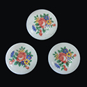 Japanese Glass Porcelain Decal Painting - Flowers Round 18MM MULTI (Style F) ON CHALKWHITE