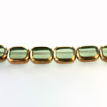 Glass Fire Polished Table Cut Window Bead - Cushion Antique 12x8MM TOURMALINE  with METALLIC COATING