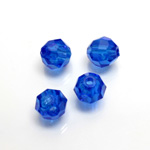 Plastic Bead - Transparent Faceted Round 10MM SAPPHIRE