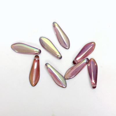 Czech Pressed Glass Pendant -Spear 16x5MM LIGHT AMETHYST AB