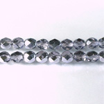 Czech Glass Fire Polish Bead - Round 06MM 1/2 Coated CRYSTAL/TANZANITE