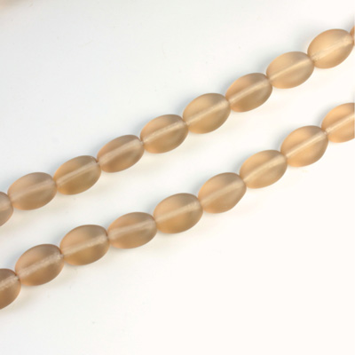 Czech Pressed Glass Bead - Flat Oval 08x6MM MATTE SMOKE TOPAZ