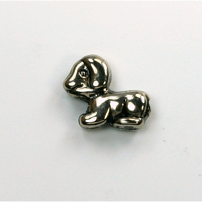 Metalized Plastic Engraved Bead - Puppy 15x13MM ANT SILVER