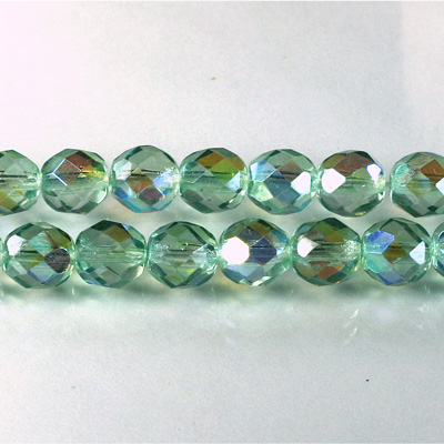Czech Glass Fire Polish Bead - Round 08MM GREEN AB 45111