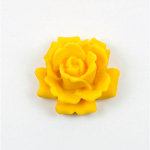 Plastic Carved No-Hole Flower - Rose 33x20MM MATTE YELLOW