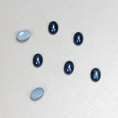 Glass Medium Dome Cabochon Pearl Spray Finish - Oval 07x5MM NAVY