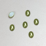 Glass Medium Dome Cabochon Pearl Spray Finish - Oval 08x6MM DARK OLIVE