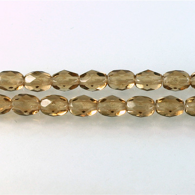 Czech Glass Fire Polish Bead - Oval 07x5MM SMOKE TOPAZ