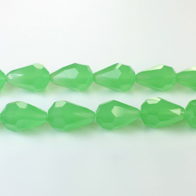 Chinese Cut Crystal Bead - Pear 13x9MM OPAL GREEN