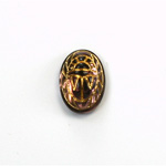 German Glass Flat Back Foiled Scarab with Gold Engraving - 14x10MM LT AMETHYST