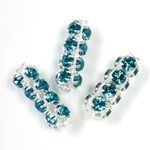 Preciosa Rhinestone Rondelle Crystal Tubes 20x7MM BLUE ZIRCON/SILVER