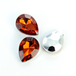 Plastic Point Back Foiled Stone - Pear 18x13MM SMOKE TOPAZ