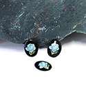 Japanese Glass Porcelain Decal Painting - Rose Oval 08x6MM BLUE ON JET