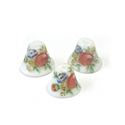 Japanese Glass Bell Beads- Flower Decal  12x10.5MM MULTI ON WHITE (C)