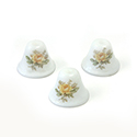 Japanese Glass Bell Beads- Rose Flower Decal  12x10.5MM YELLOW ON WHITE (G)