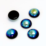 Glass Medium Dome Cabochon - Round 11MM JET AB