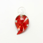 Glass Lampwork Pendant - Pear Curved 30x16MM Flower RED CRYSTAL