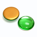 Glass Medium Dome Foiled Cabochon - Round 20MM PERIDOT