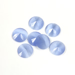 Fiber-Optic Flat Back Cabochon - Rauten Rose Round 09MM CAT'S EYE LT BLUE