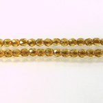 Czech Glass Fire Polish Bead - Round 04MM TOPAZ COPPER LINE