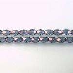 Czech Glass Fire Polish Bead - Oval 06x4MM LUMI COATED PURPLE