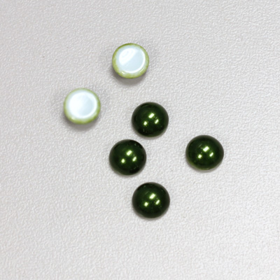 Glass Medium Dome Cabochon Pearl Spray Finish - Round 07MM HUNTER GREEN