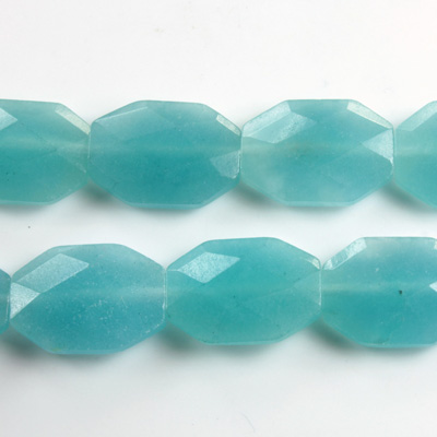 Gemstone Bead - Faceted Octagon 18x13MM Dyed QUARTZ Col. 30 AQUA