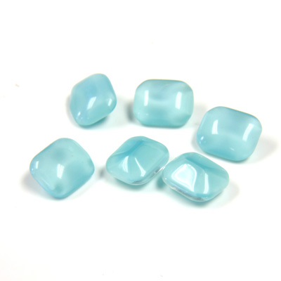 Glass Point Back Buff Top Stone Opaque Doublet - Cushion Octagon 08x7MM AQUA MOONSTONE