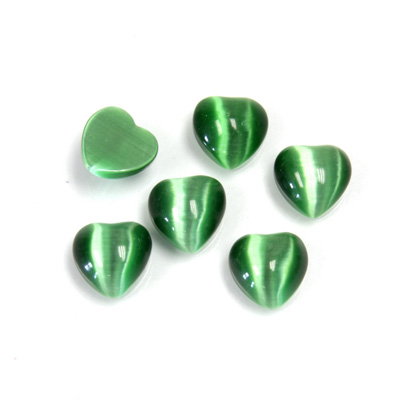 Fiber-Optic Cabochon - Heart 08MM CAT'S EYE GREEN