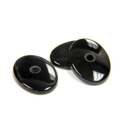 Gemstone Flat Back Single Bevel Buff Top Drilled Stone Oval 18x13MM BLACK ONYX