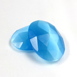 Fiber-Optic Flat Back Cabochon - Rauten Rose Oval 25x18MM CAT'S EYE AQUA
