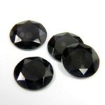 Gemstone Flat Back Stone with Faceted Top and Table - Round 13MM BLACK ONYX