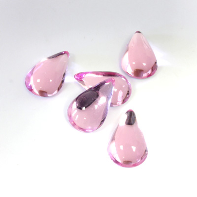 Plastic Flat Back Foiled Cabochon - Pear 13x9MM ROSE
