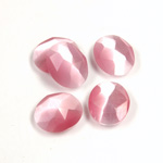 Fiber-Optic Flat Back Cabochon - Rauten Rose Oval 12x10MM CAT'S EYE LT PINK