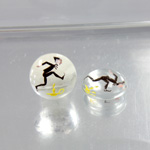Glass Crystal Painting with Carved Intaglio Jack Be Nimble Round 13MM NATURAL on CRYSTAL