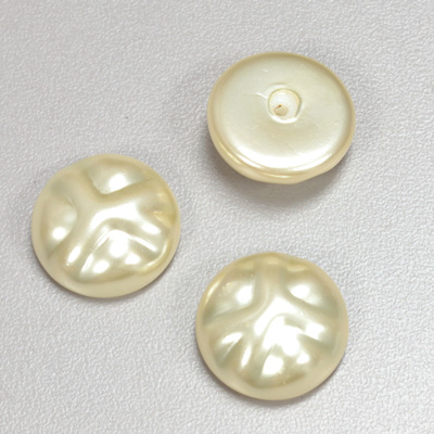 Glass Cabochon Baroque Top Pearl Dipped - Round 18MM WHITE