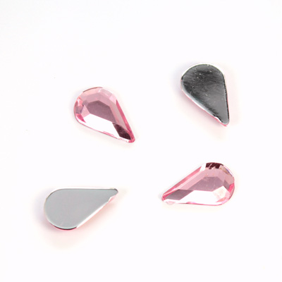 Plastic Flat Back Foiled Rose Cut Rhinestone - Pear 13x8MM ROSE