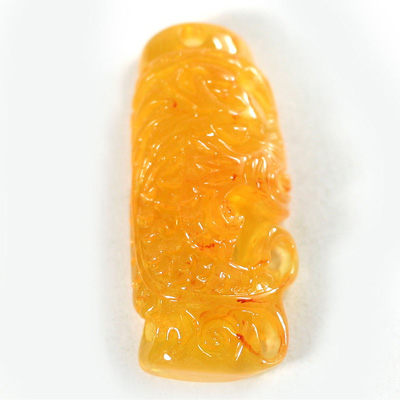 Plastic Oriental Caved Series Pendant 45x20MM AMBER