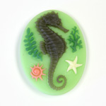 Plastic Cameo - Sea Horse Oval 40x30MM MULTICOLOR