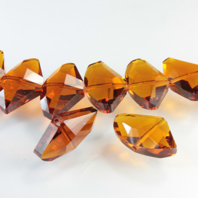 Chinese Cut Crystal Bead - Fancy 24x15MM BROWN