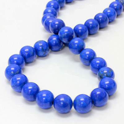 Gemstone Bead - Smooth Round 12MM HOWLITE DYED LAPIS