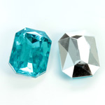 Plastic Point Back Foiled Stone - Cushion Octagon 25x18MM AQUA