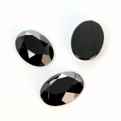 Plastic Flat Back Rose Cut Rhinestone - Oval 18x13MM JET