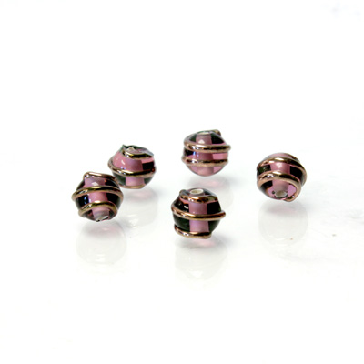 Czech Glass Lampwork Bead - Round 06MM COPPER WRAP AMETHYST