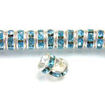 Czech Rhinestone Rondelle - Round Wavy 04.5MM AQUA BOHEMICA-SILVER