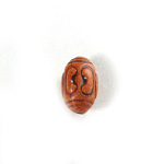 Plastic Engraved Bead - Oval 15x10MM INDOCHINE LIGHT BROWN