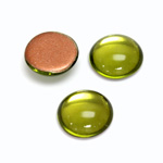 Glass Medium Dome Foiled Cabochon - Round 15MM OLIVINE