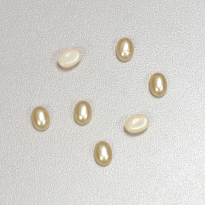 Glass Medium Dome Cabochon Pearl Spray Finish - Oval 07x5MM CREME